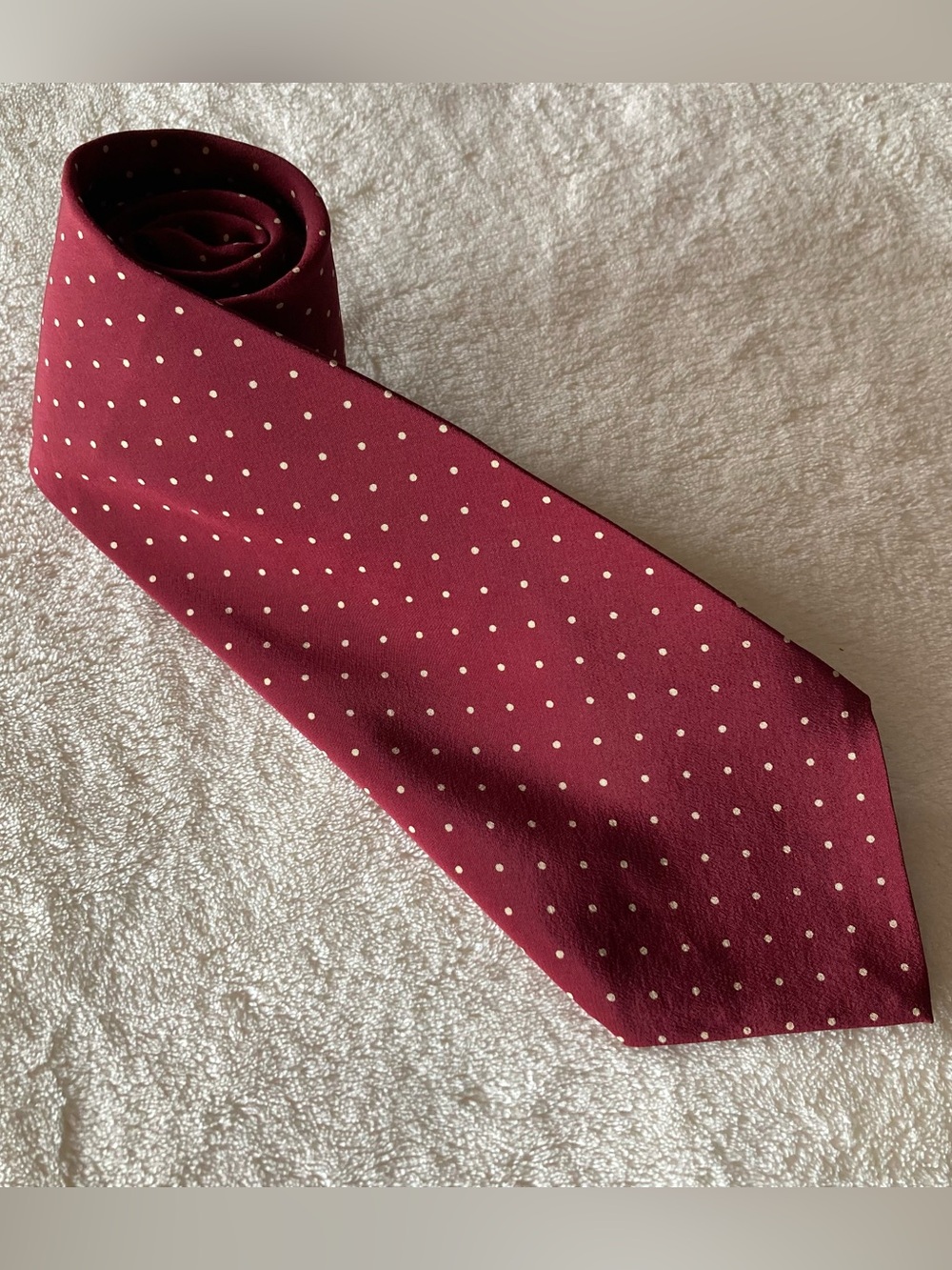 Vintage Polo Ralph Lauren Red/white Polka Dot Silk  NeckTie 3.75" Handmade. 58in